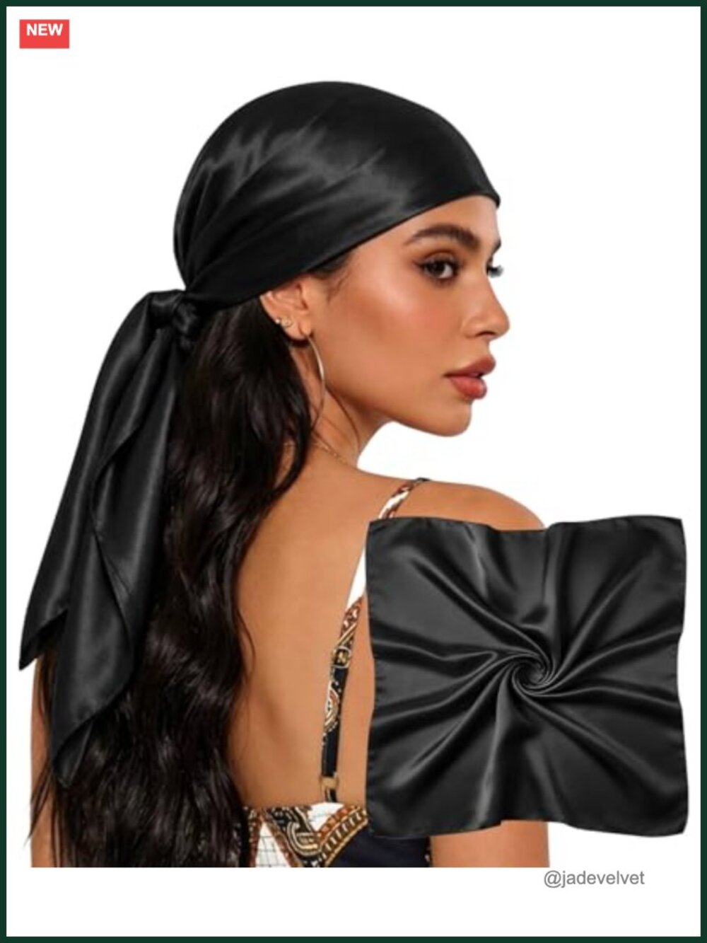 35" Square Silk Feel Hair Scarf Women Multifunctional Head Wrap Bandana